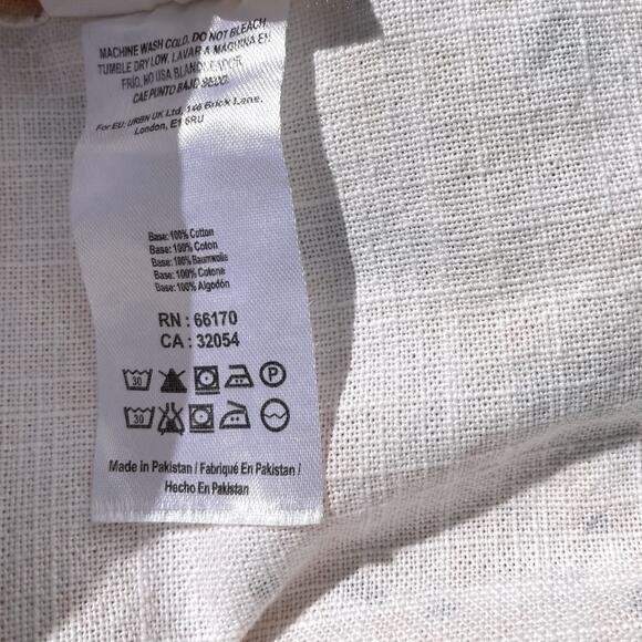 Anthropologie Lorin Fringed Boho Cotton Shower Curtain Peach Blue Print Neutral - Picture 6 of 6